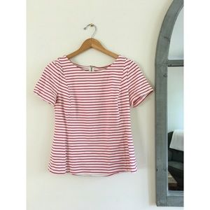 Banana Republic Fitted Red and White Striped Top